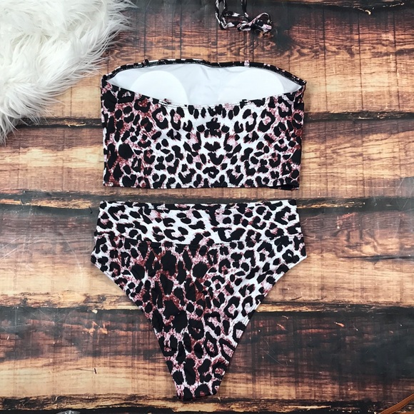 <Trendy Leopard High Waist Leg Bikini Swim Cheetah - Picture 4 of 8